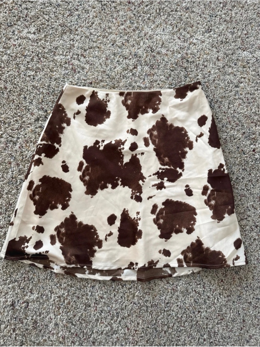 Le Lis Cream and Brown Cow-Print A-Line Mini Skirt